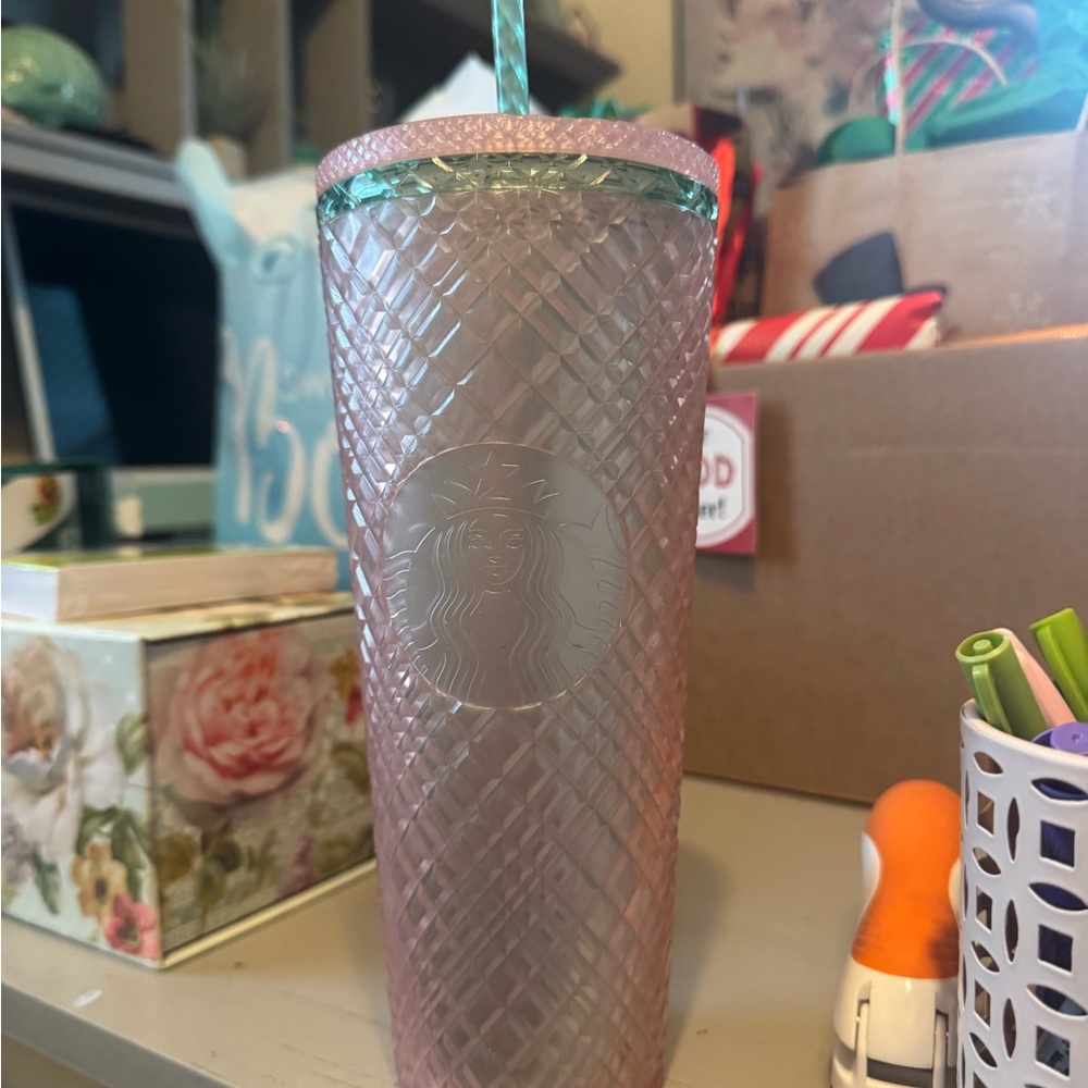 Starbucks Pink and Green Accent Tumblers